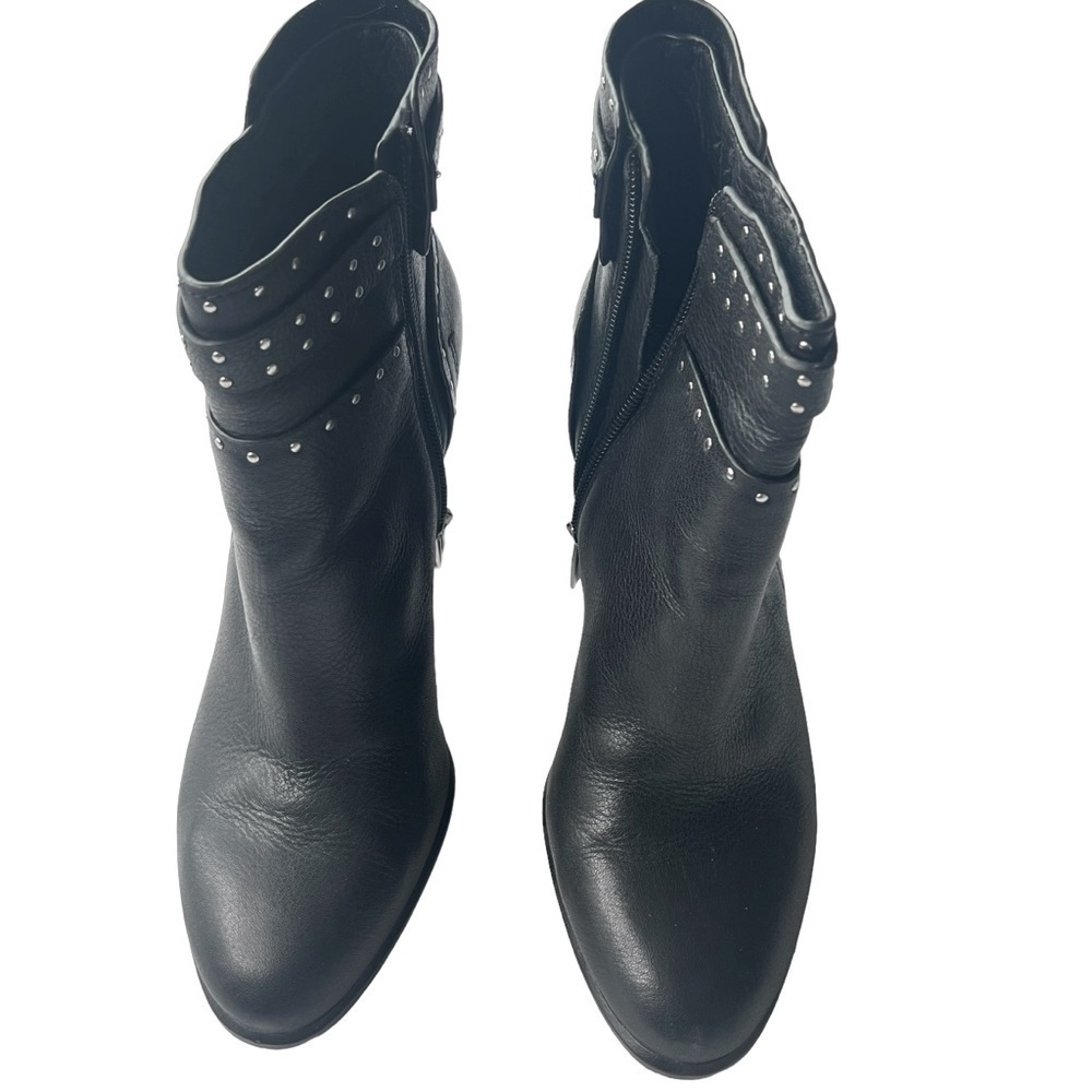 Vince Camuto Faythes Leather Silver Studded Ankle Boots in Black Size 8.5 - Picture 7 of 11